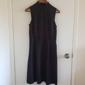 Who What Wear Polka Dot Ruffle Mock Neck Dress